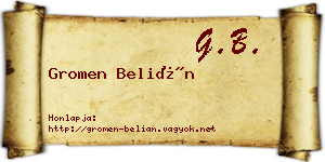 Gromen Belián névjegykártya